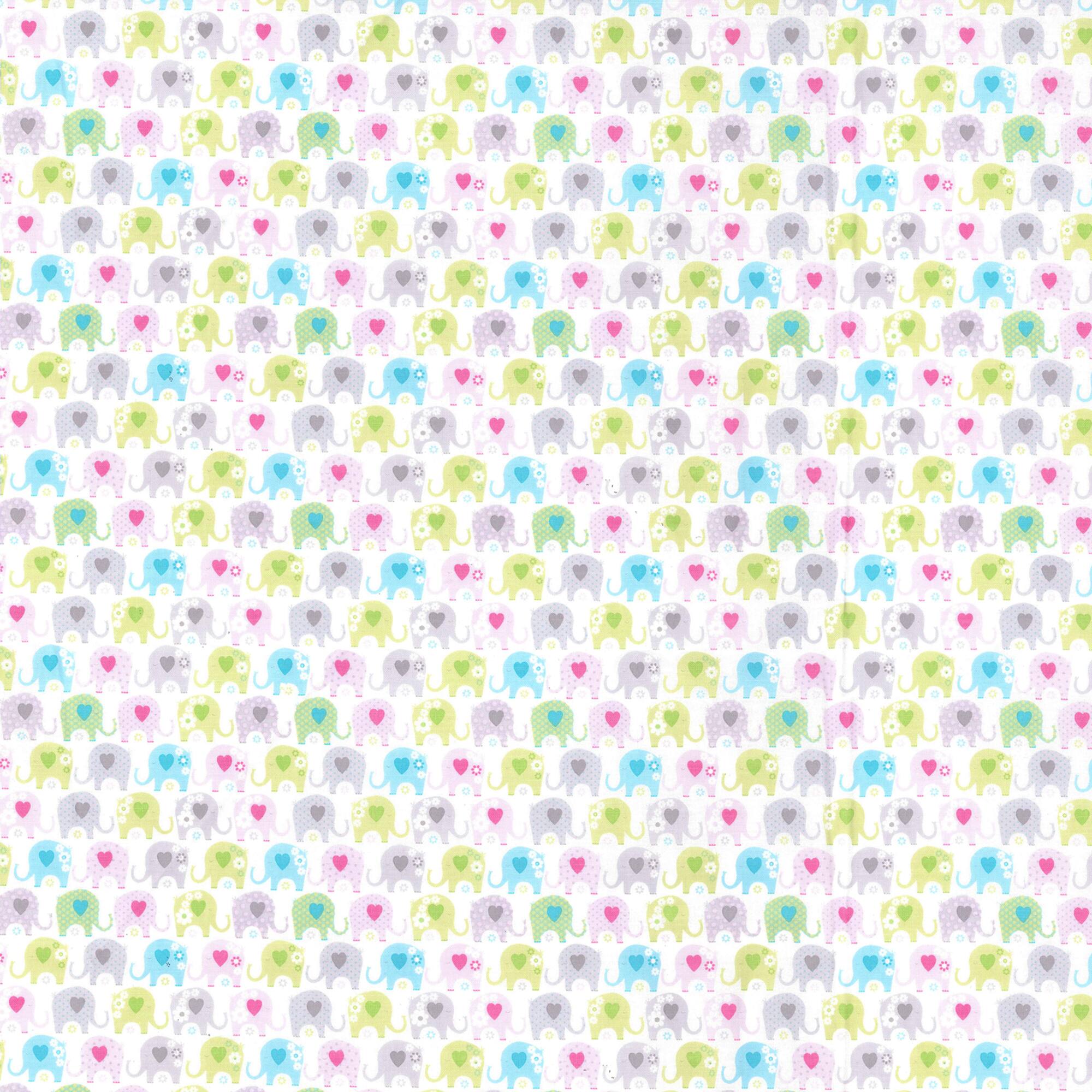 Fabric Traditions Pink Elephants Cotton Fabric